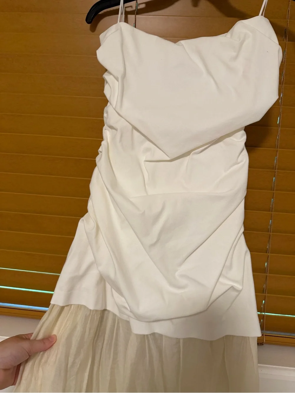 Zara Strapless White and Cream Midi Dress New with Tags - Picture 4 of 8